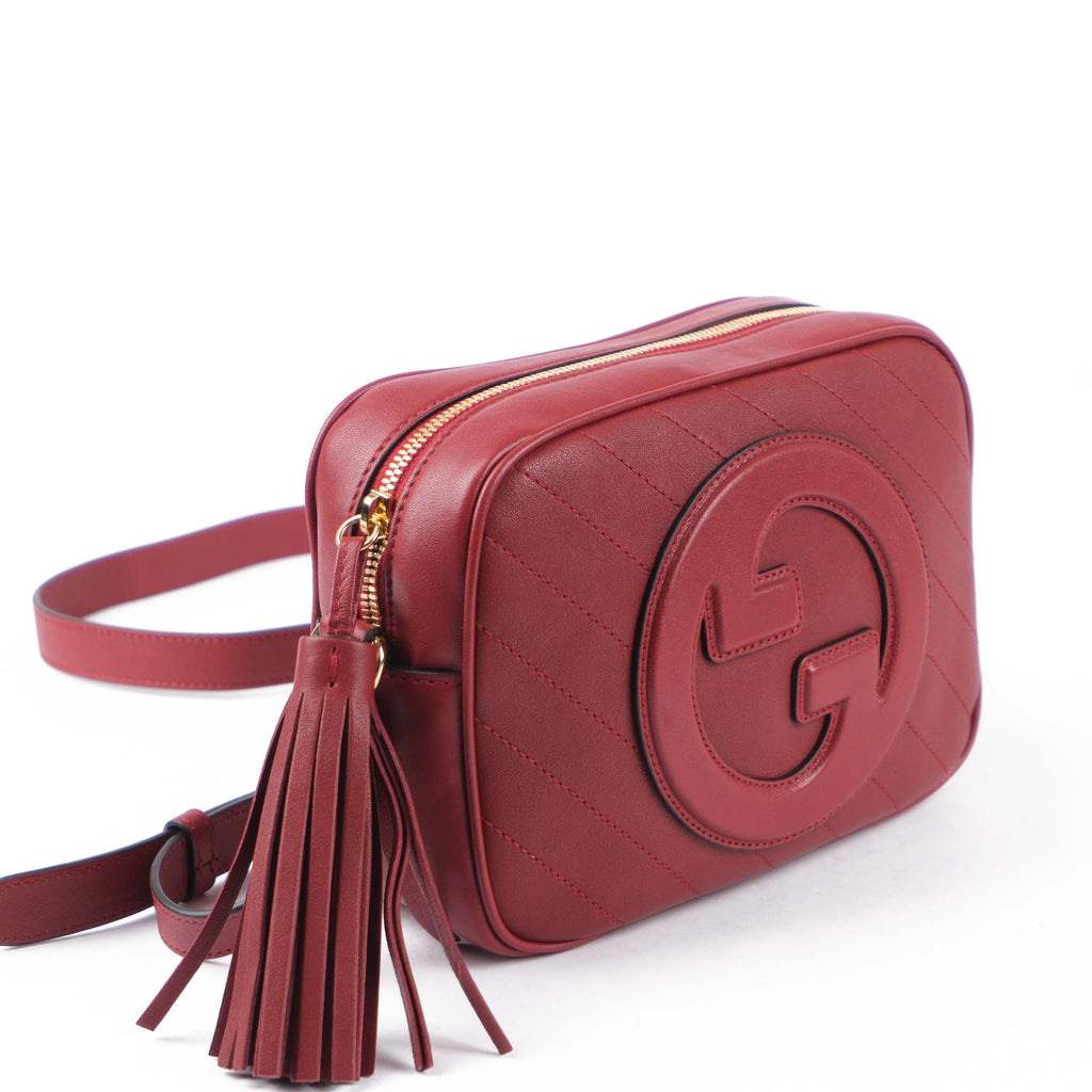 Gucci Soho Disco Small Shoulder Bag Grained Leather Red Gold Hardware