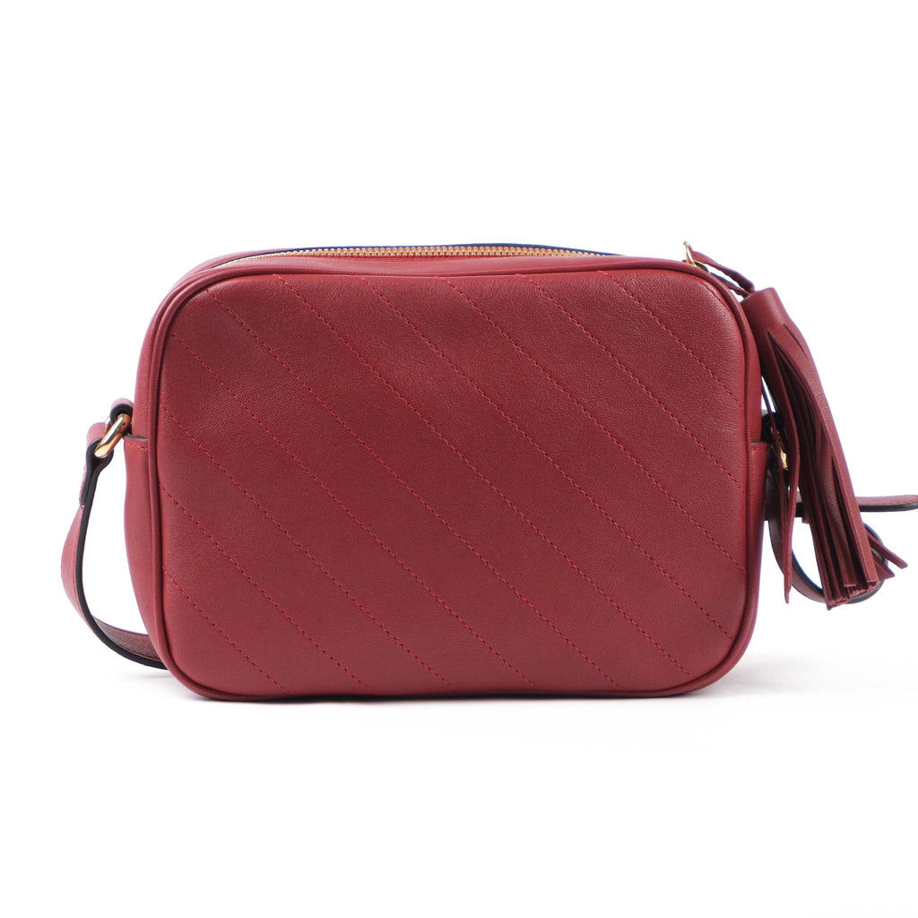 Gucci Soho Disco Small Shoulder Bag Grained Leather Red Gold Hardware