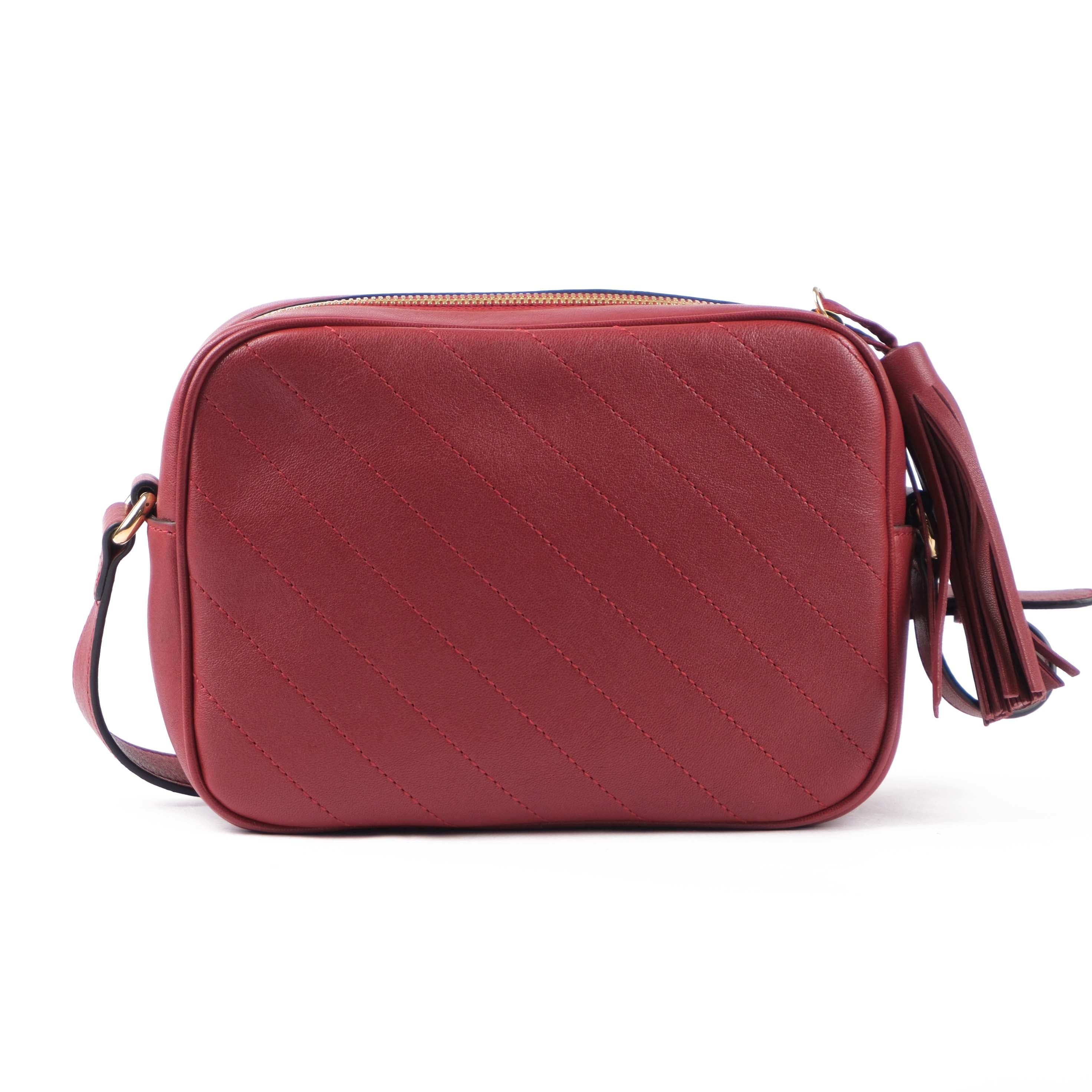 Gucci Soho Disco Small Shoulder Bag Grained Leather Red Gold Hardware