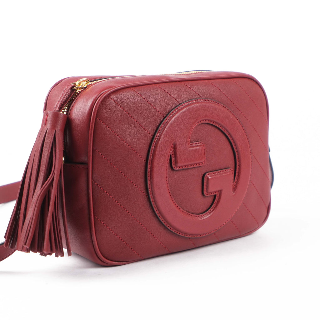 Gucci Soho Disco Small Shoulder Bag Grained Leather Red Gold Hardware