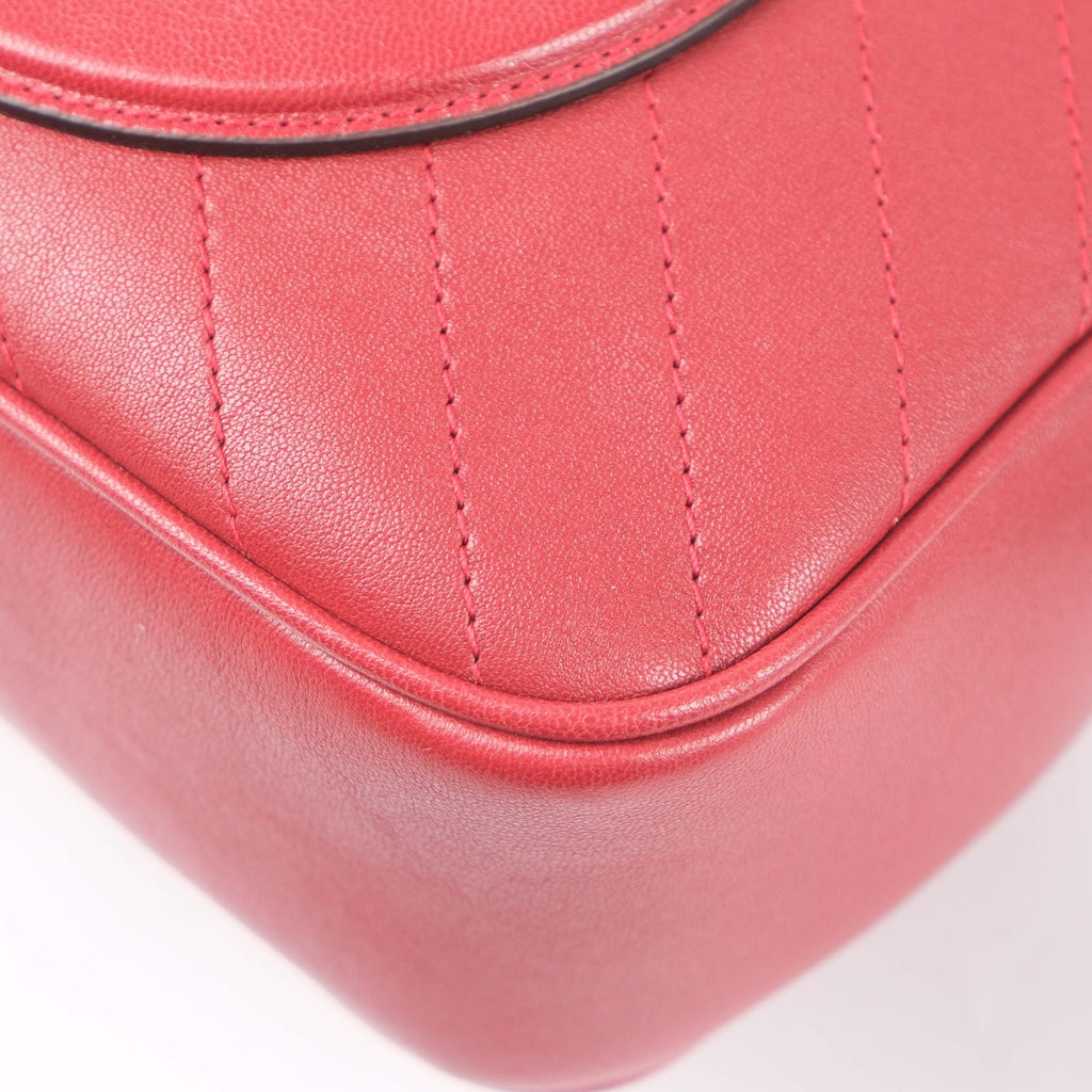 Gucci Soho Disco Small Shoulder Bag Grained Leather Red Gold Hardware