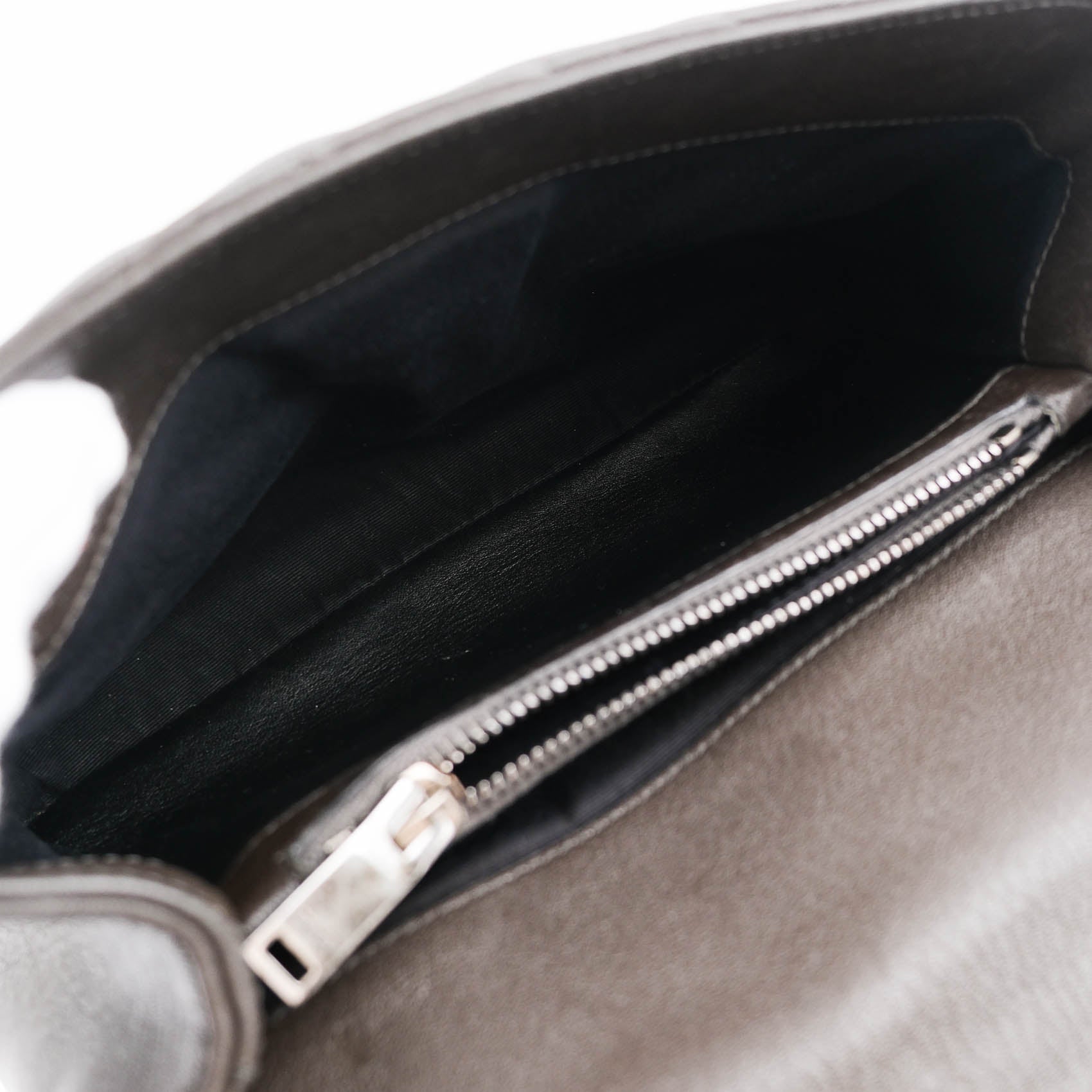 Saint Laurent Paris College Medium 428056 2way Handbag Matelassé Leather Brown Charcoal