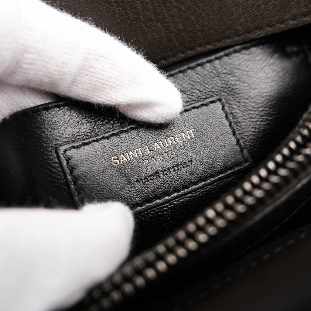 Saint Laurent Paris College Medium 428056 2way Handbag Matelassé Leather Brown Charcoal