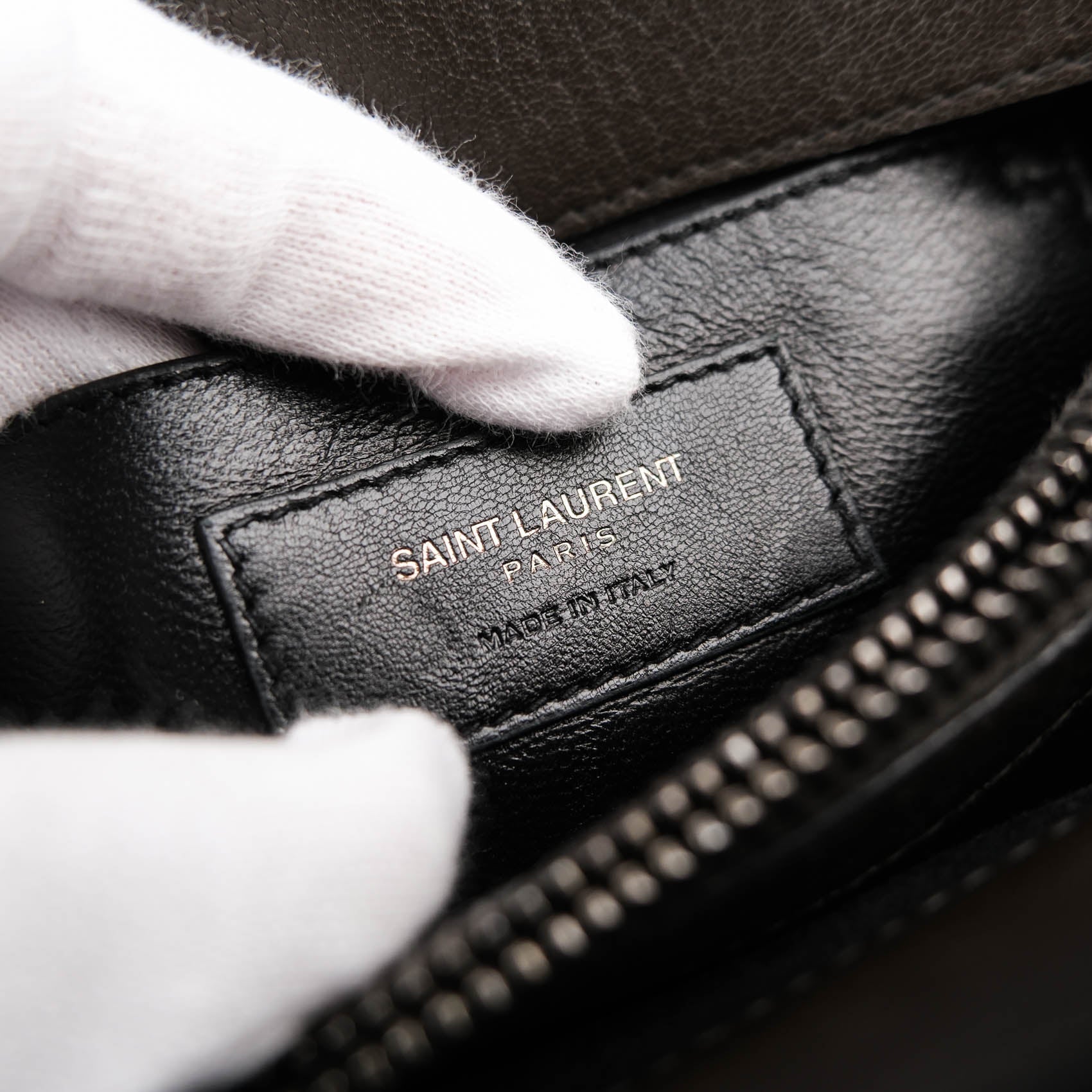 Saint Laurent Paris College Medium 428056 2way Handbag Matelassé Leather Brown Charcoal