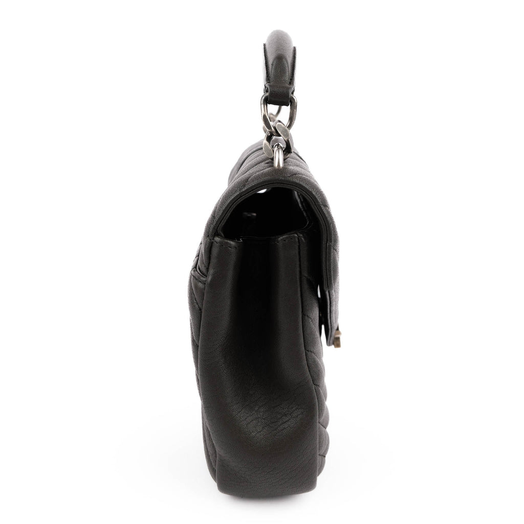 Saint Laurent Paris College Medium 428056 2way Handbag Matelassé Leather Brown Charcoal