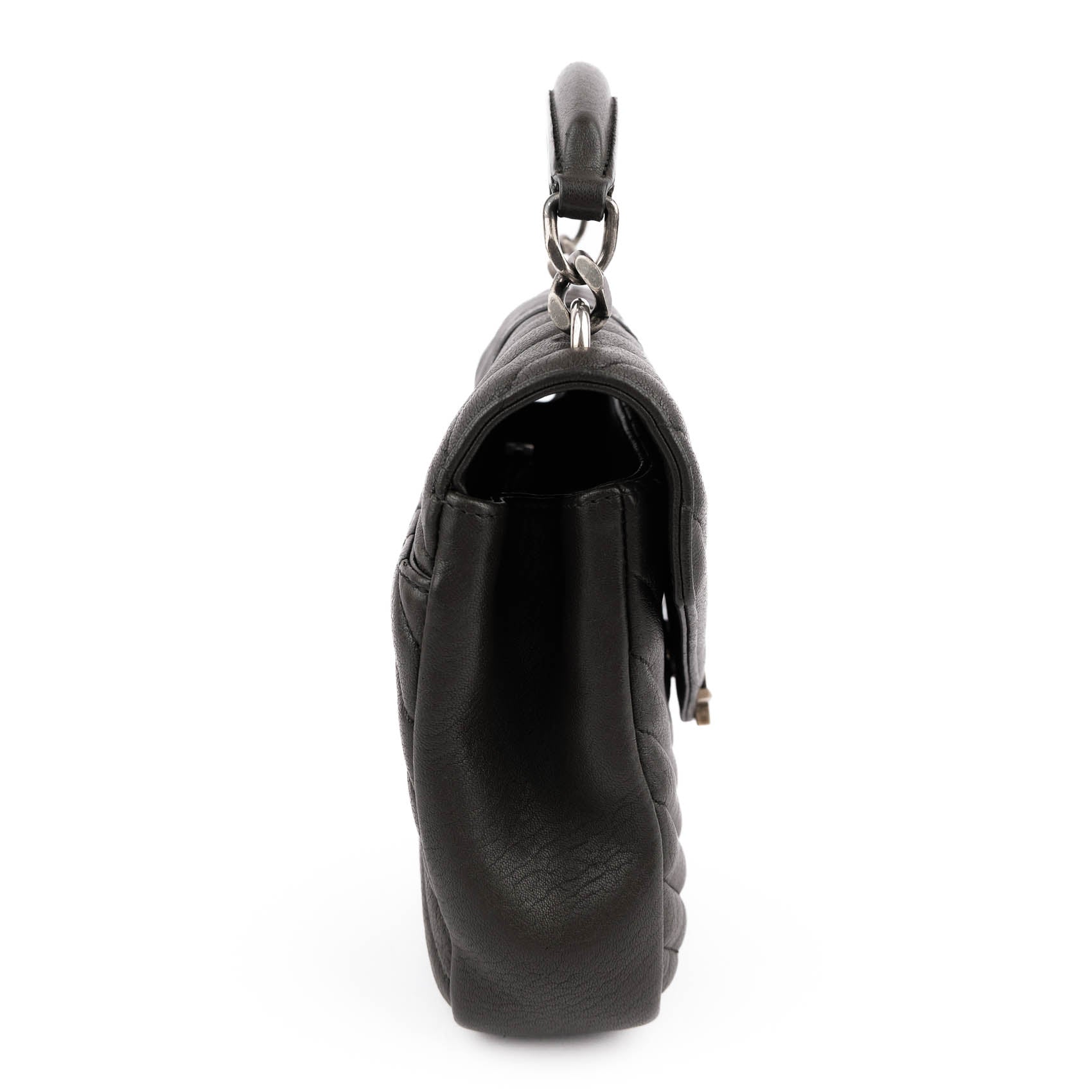 Saint Laurent Paris College Medium 428056 2way Handbag Matelassé Leather Brown Charcoal