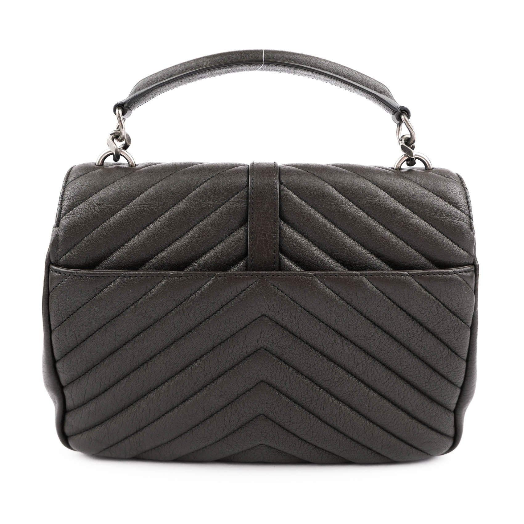 Saint Laurent Paris College Medium 428056 2way Handbag Matelassé Leather Brown Charcoal