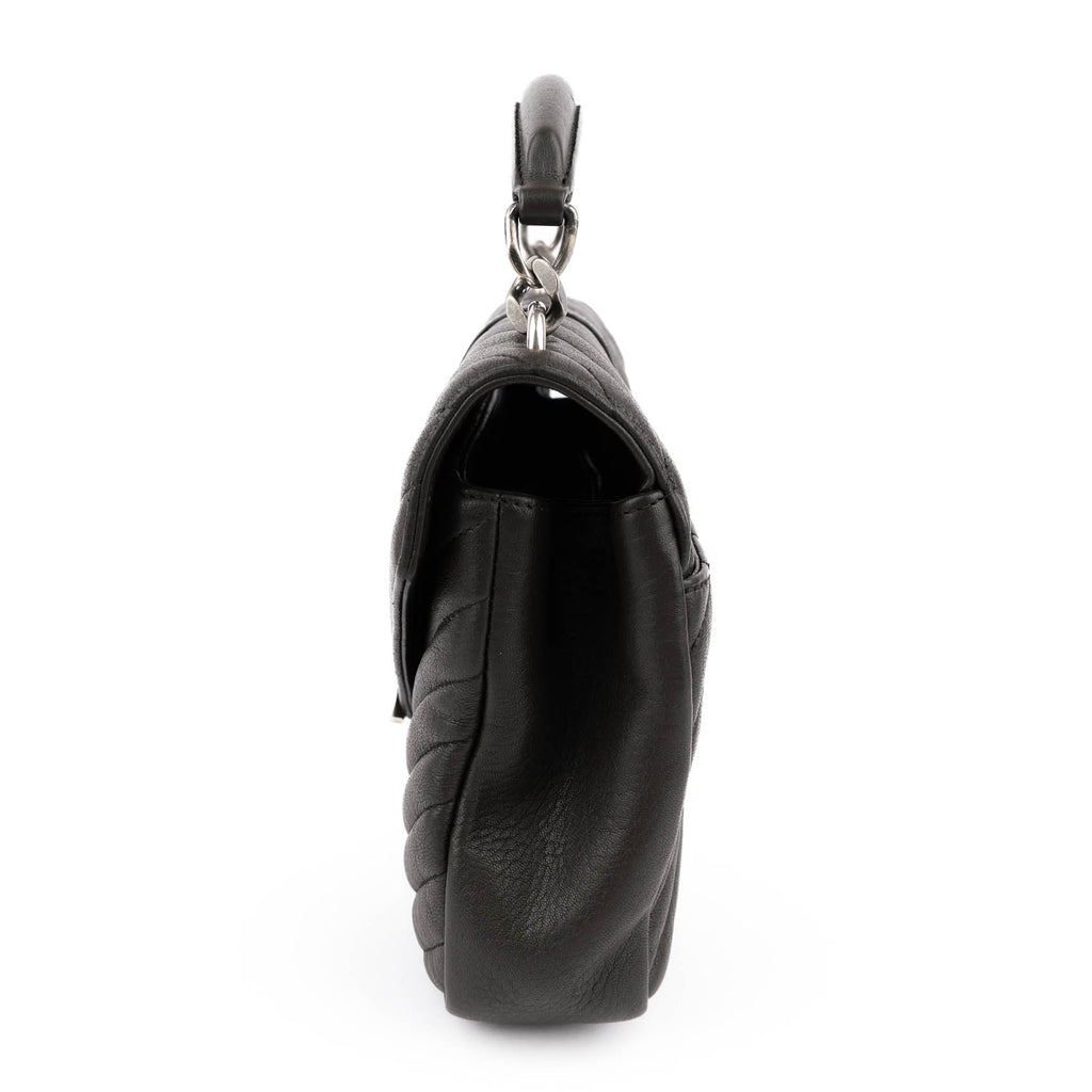 Saint Laurent Paris College Medium 428056 2way Handbag Matelassé Leather Brown Charcoal