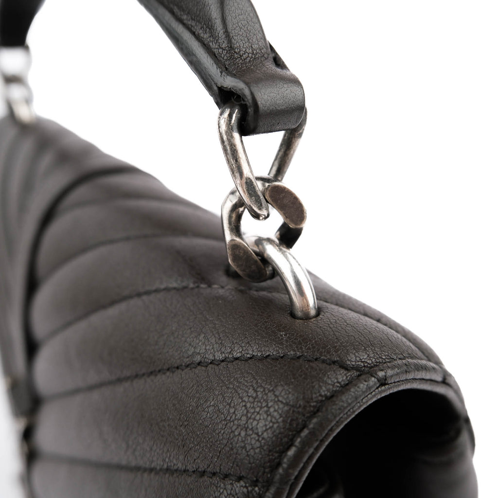 Saint Laurent Paris College Medium 428056 2way Handbag Matelassé Leather Brown Charcoal