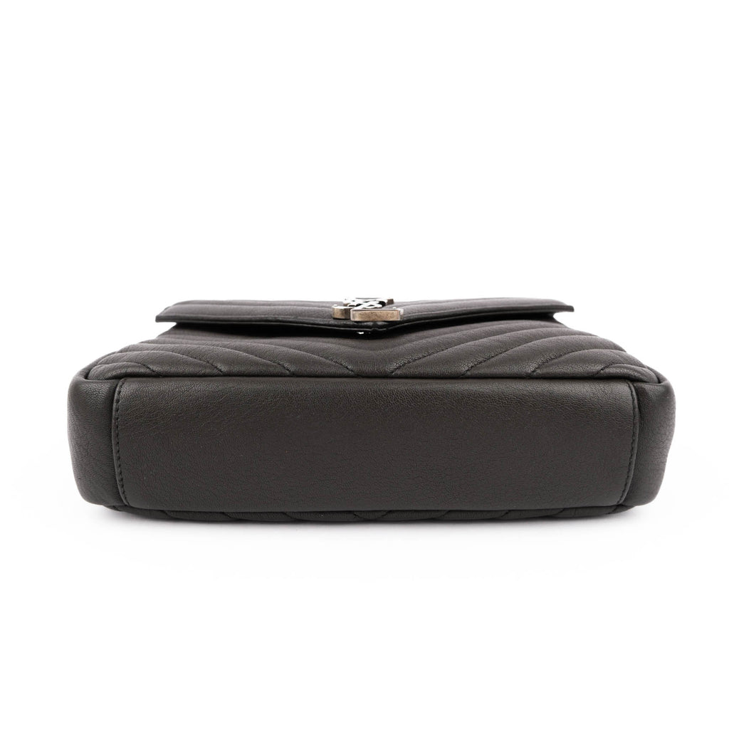 Saint Laurent Paris College Medium 428056 2way Handbag Matelassé Leather Brown Charcoal