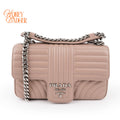 Prada Diagramme Large Chain Shoulder Bag Cipria Pink Leather Silver Hardware 1BD201