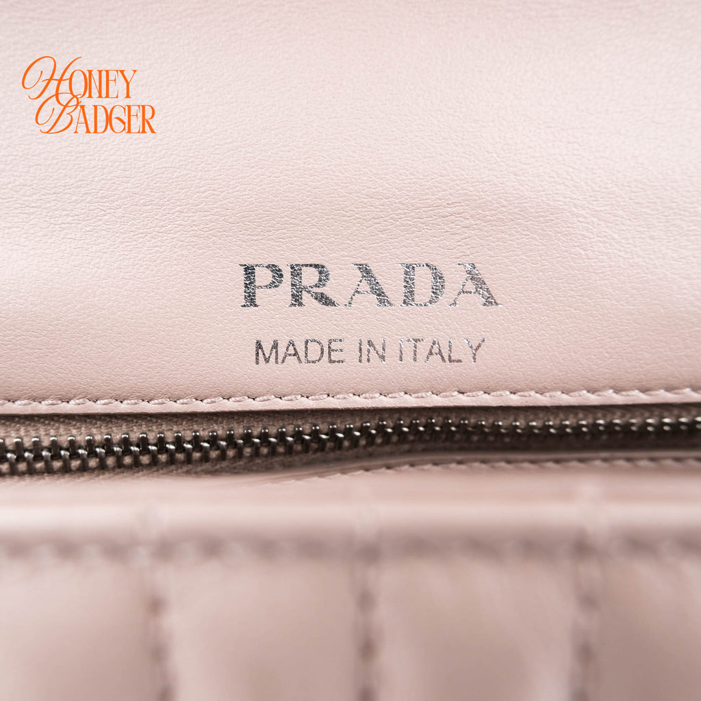 Prada Diagramme Large Chain Shoulder Bag Cipria Pink Leather Silver Hardware 1BD201