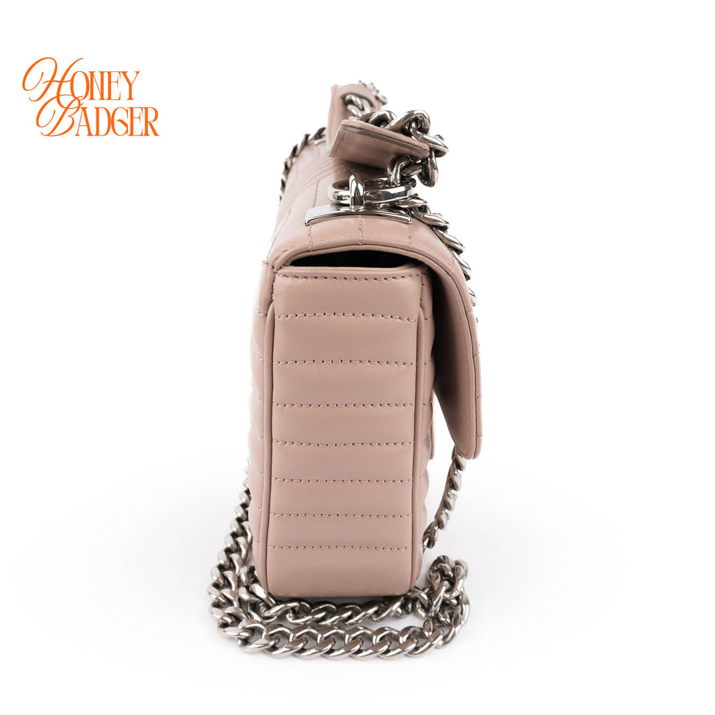Prada Diagramme Large Chain Shoulder Bag Cipria Pink Leather Silver Hardware 1BD201
