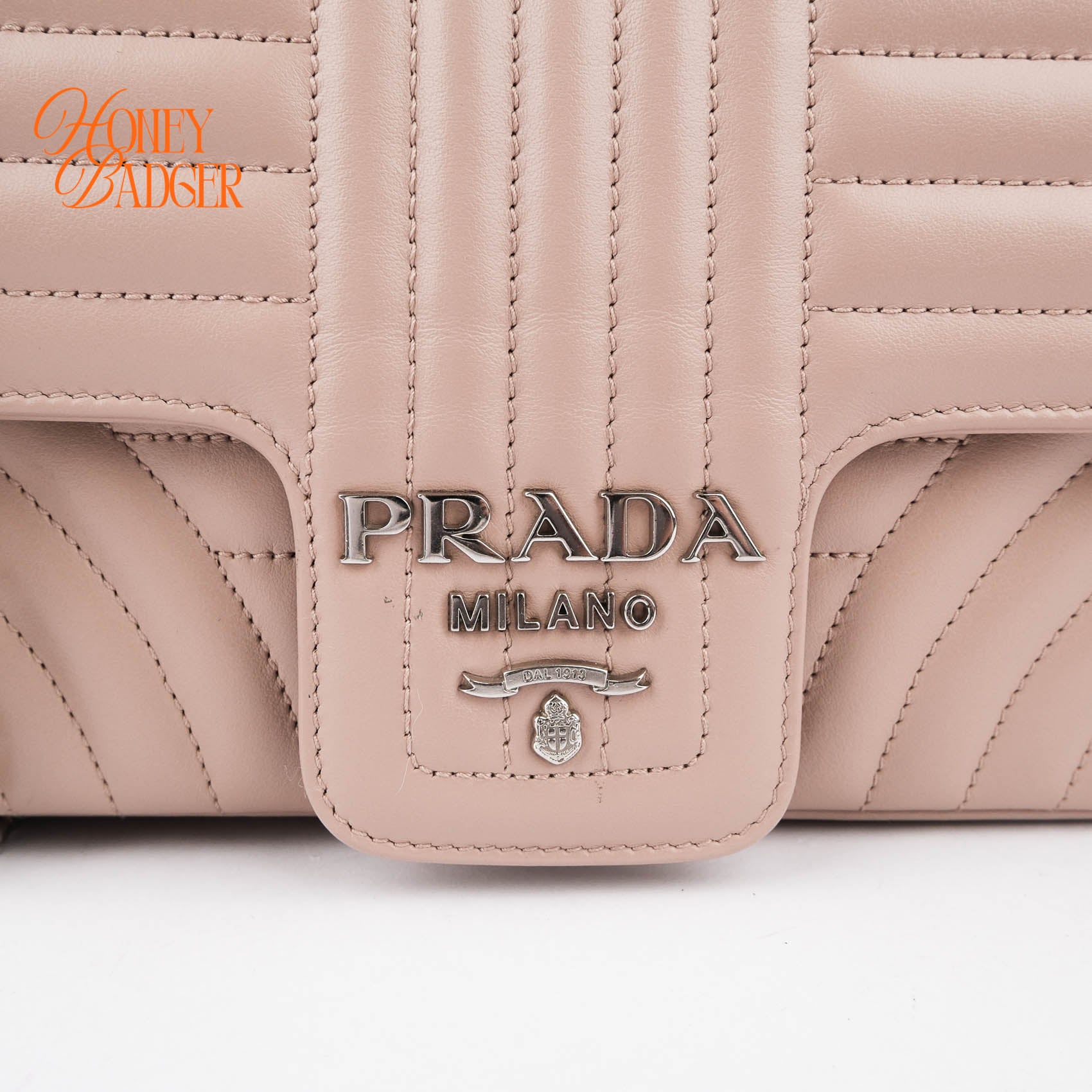 Prada Diagramme Large Chain Shoulder Bag Cipria Pink Leather Silver Hardware 1BD201