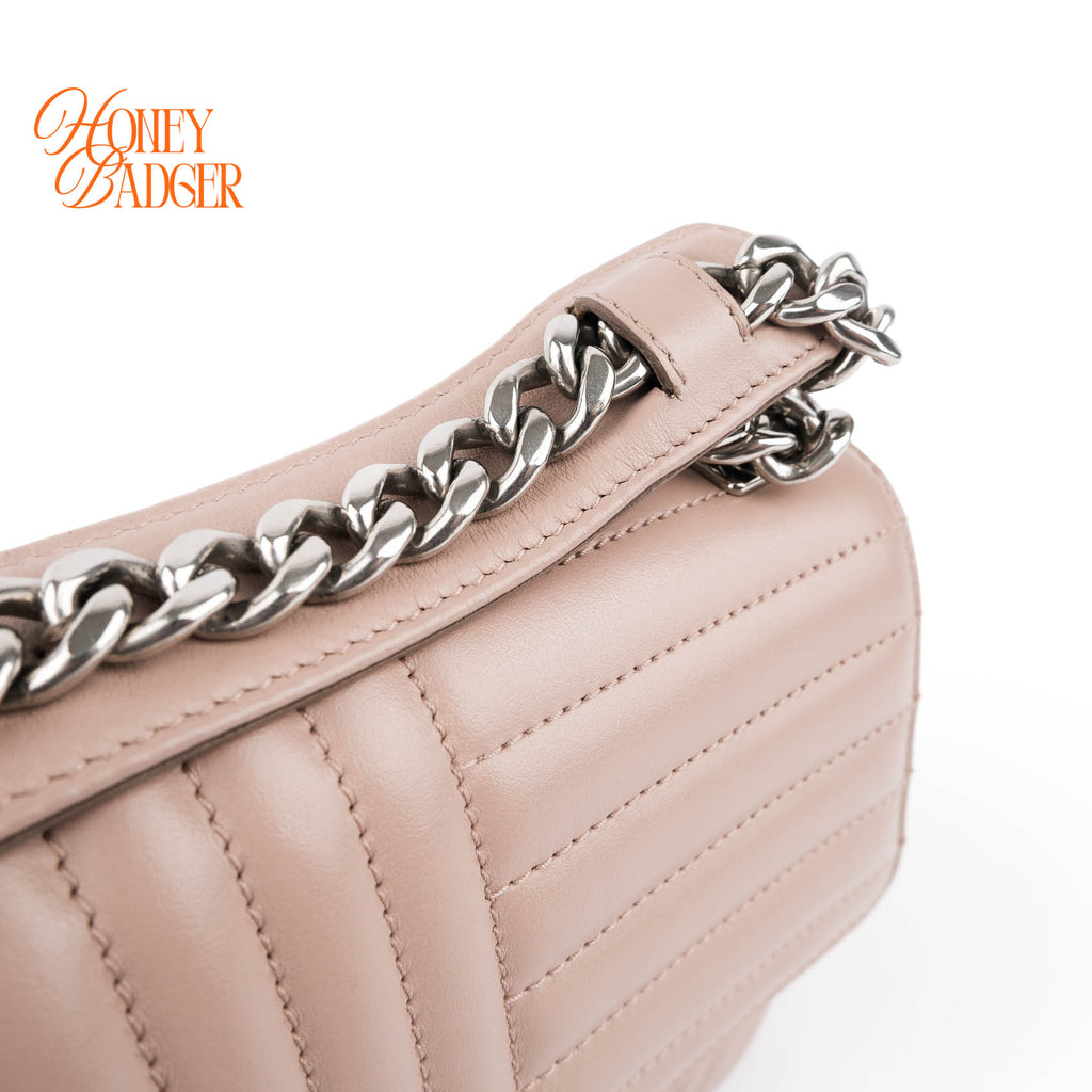 Prada Diagramme Large Chain Shoulder Bag Cipria Pink Leather Silver Hardware 1BD201