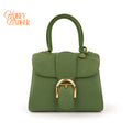 Delvaux Brillant Mini 2WAY Top Handle Bag Green Grained Calfskin Leather Gold Hardware