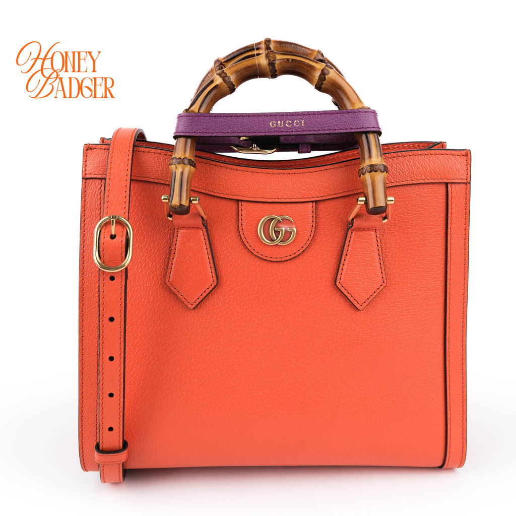 Gucci Diana Mini Tote Bag Bamboo Orange Leather Gold Hardware 2WAY 655661