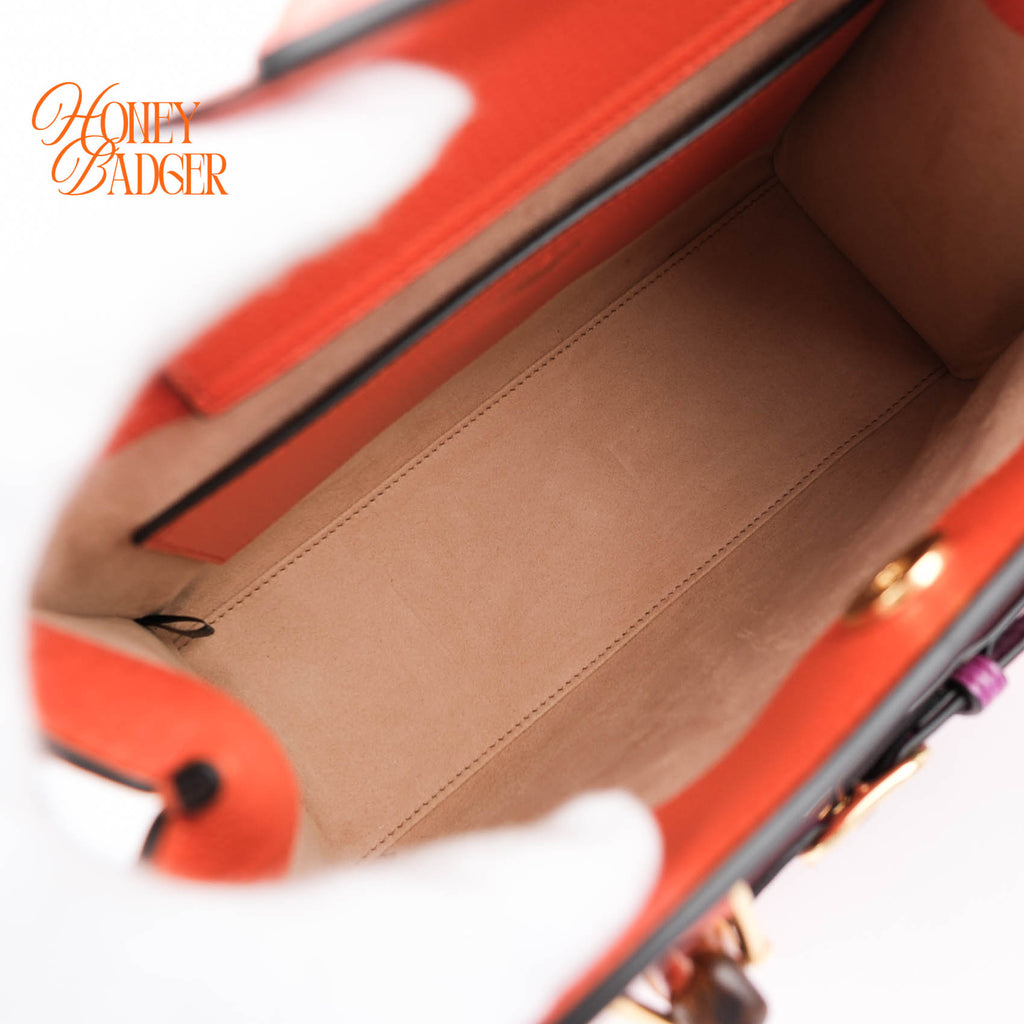 Gucci Diana Mini Tote Bag Bamboo Orange Leather Gold Hardware 2WAY 655661