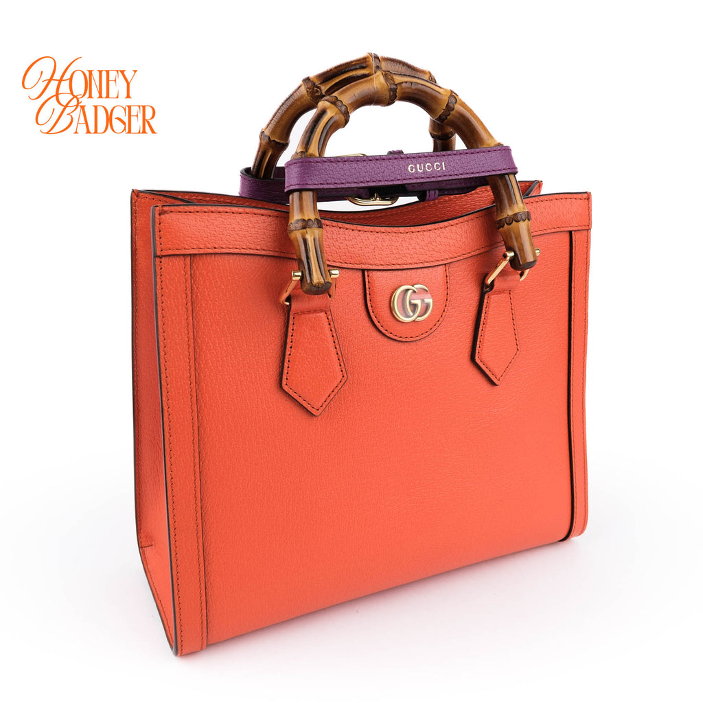 Gucci Diana Mini Tote Bag Bamboo Orange Leather Gold Hardware 2WAY 655661