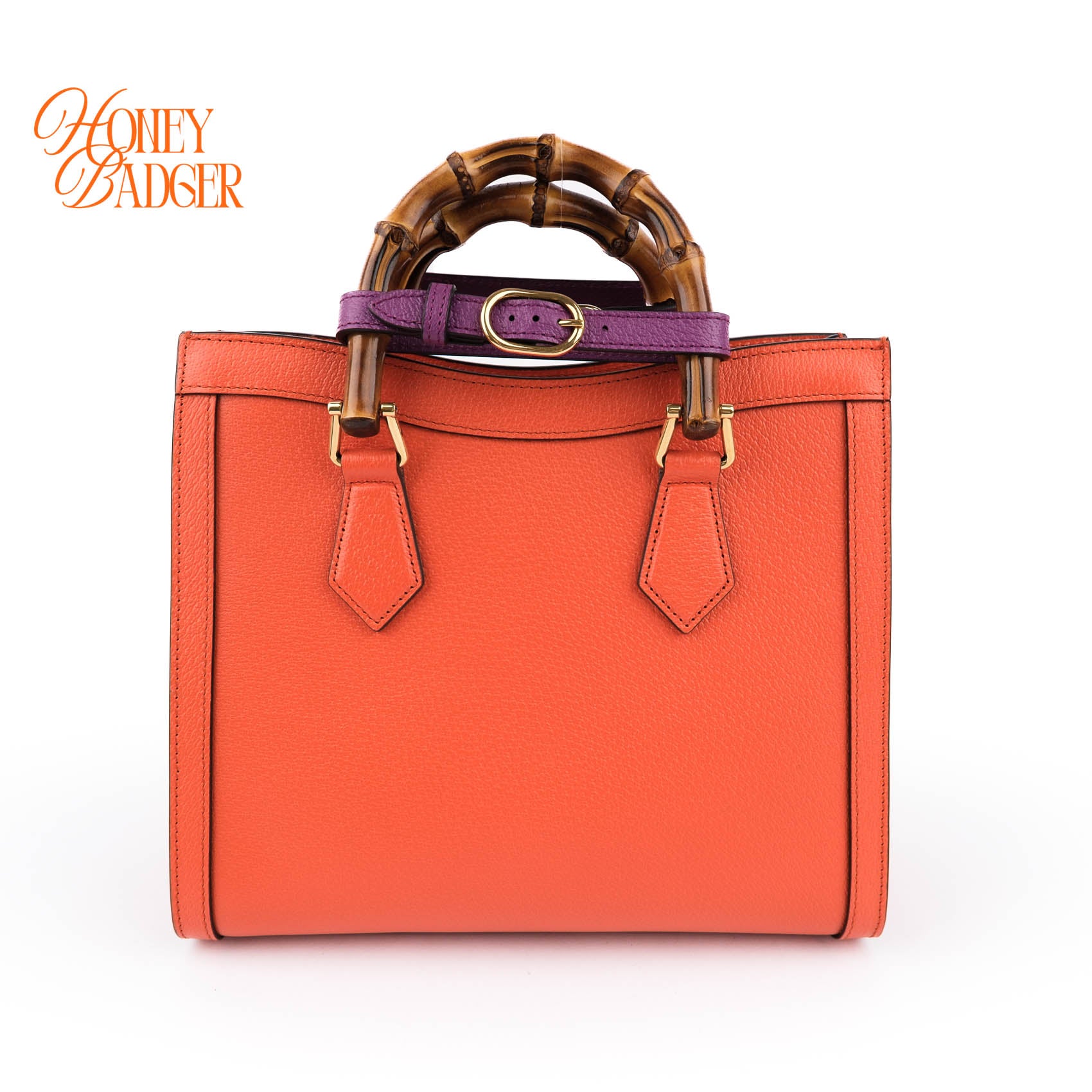 Gucci Diana Mini Tote Bag Bamboo Orange Leather Gold Hardware 2WAY 655661