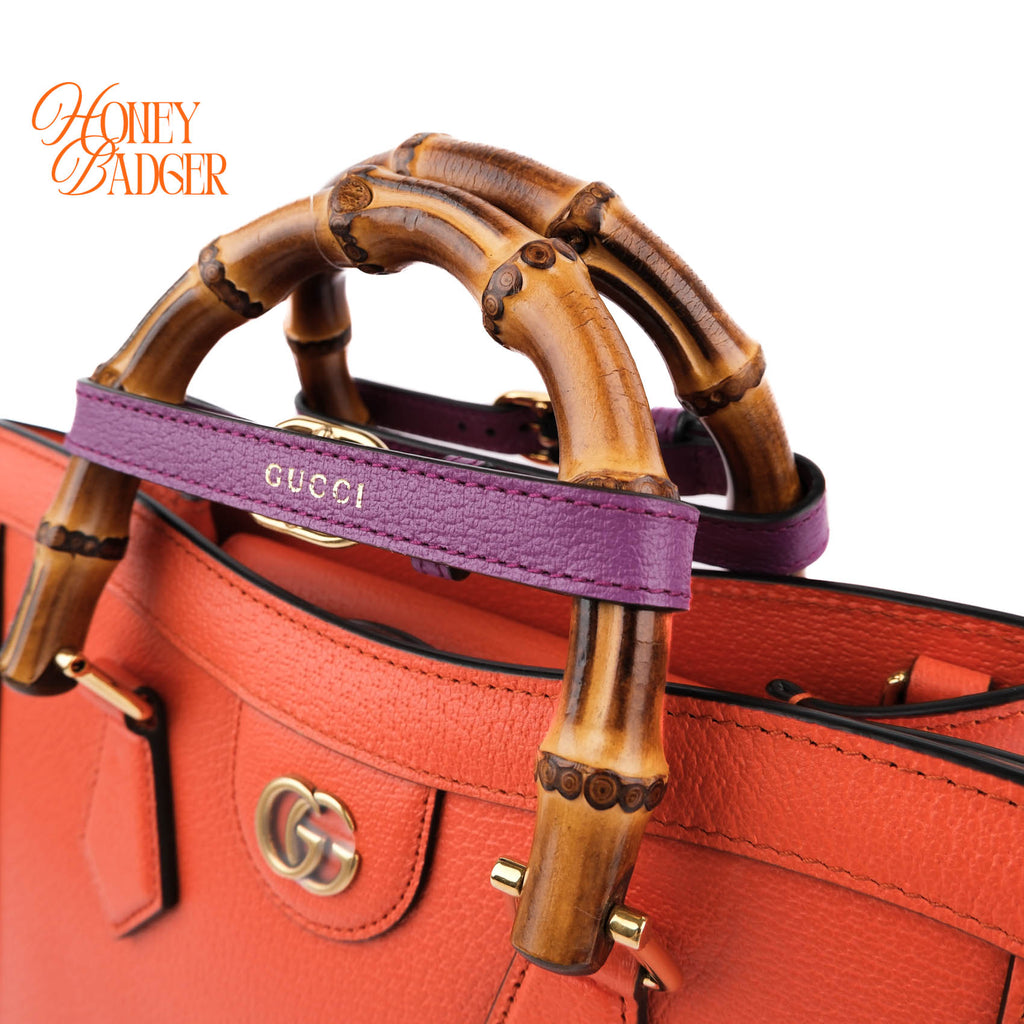 Gucci Diana Mini Tote Bag Bamboo Orange Leather Gold Hardware 2WAY 655661