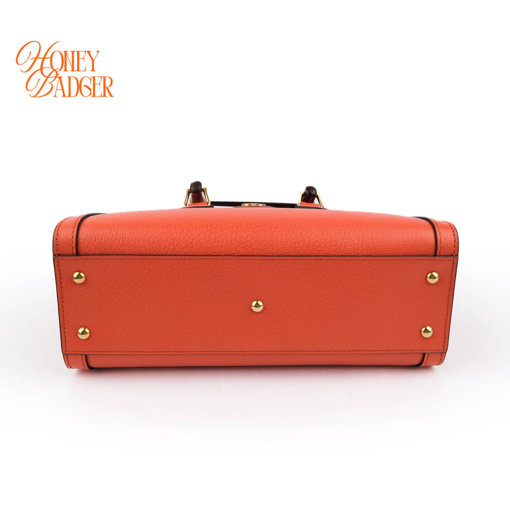 Gucci Diana Mini Tote Bag Bamboo Orange Leather Gold Hardware 2WAY 655661