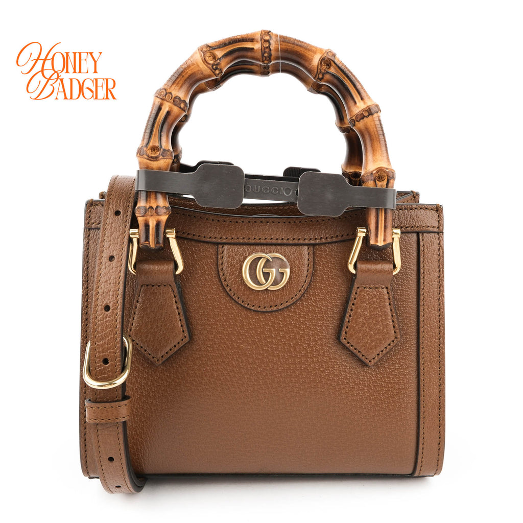 Gucci Diana Mini Leather Brown Rank S
