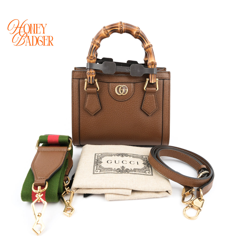Gucci Diana Mini Leather Brown Rank S