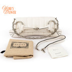 Gucci Horsebit Chain Medium Shoulder Bag White Leather Gold Hardware 764255