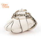 Gucci Horsebit Chain Medium Shoulder Bag White Leather Gold Hardware 764255