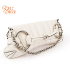 Gucci Horsebit Chain Medium Shoulder Bag White Leather Gold Hardware 764255