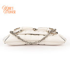 Gucci Horsebit Chain Medium Shoulder Bag White Leather Gold Hardware 764255