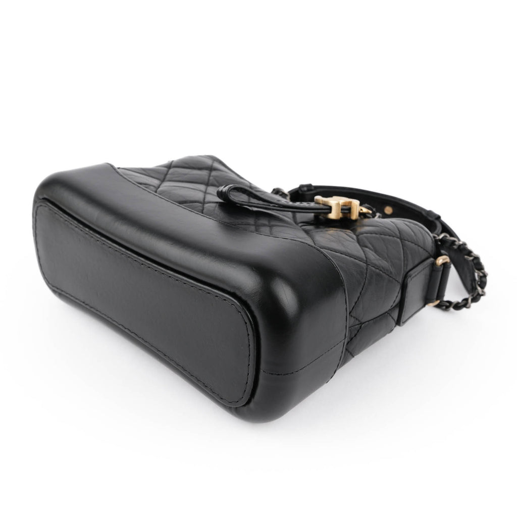 Chanel Gabrielle Small Hobo Bag A91810 Black Aged Calfskin Mixed Hardware Chain Crossbody