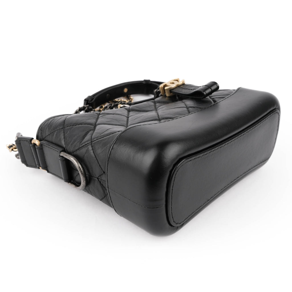 Chanel Gabrielle Small Hobo Bag A91810 Black Aged Calfskin Mixed Hardware Chain Crossbody