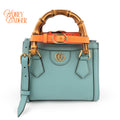 Gucci Diana Mini Tote Bag Light Blue Smooth Leather Bamboo Gold Hardware 655661