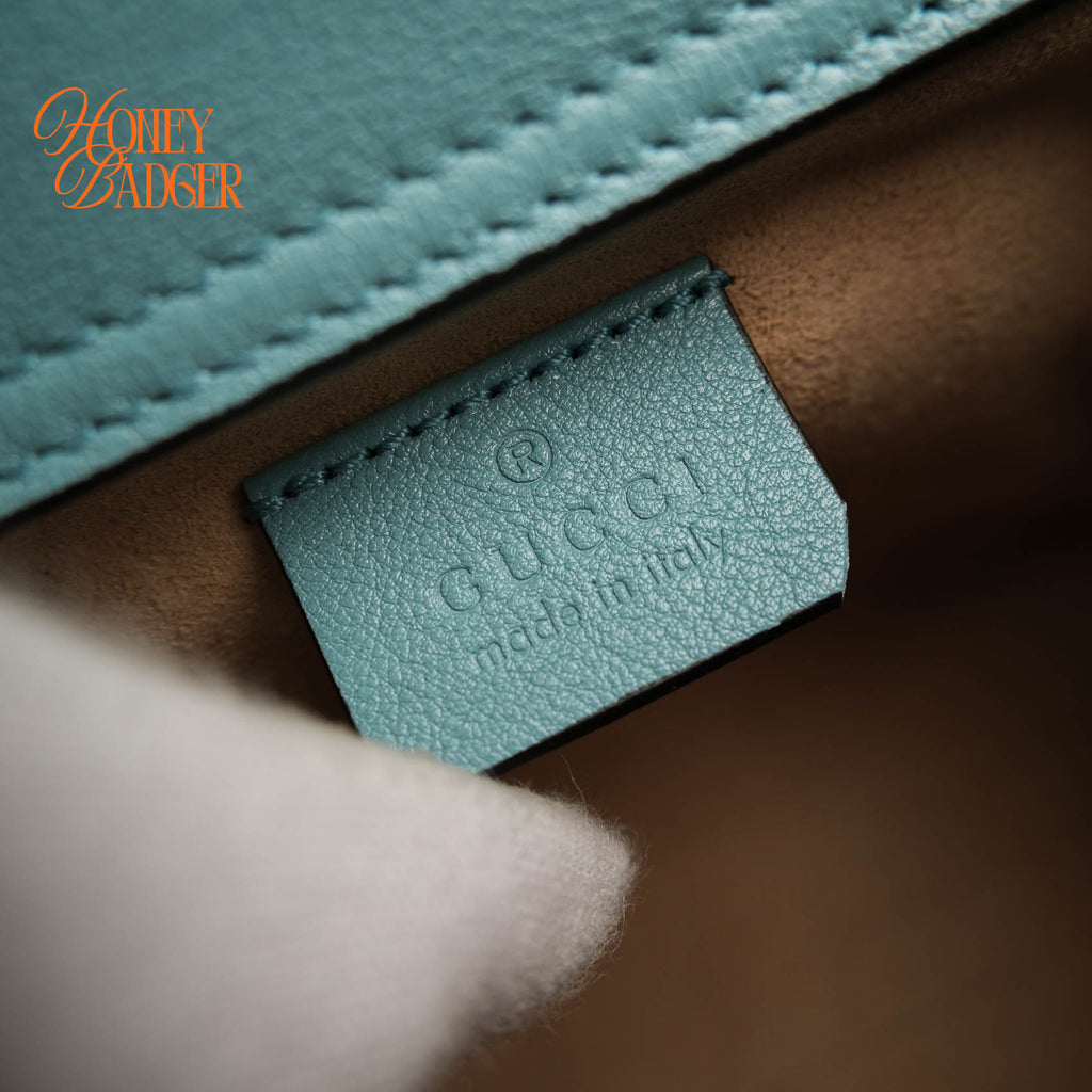 Gucci Diana Mini Tote Bag Light Blue Smooth Leather Bamboo Gold Hardware 655661