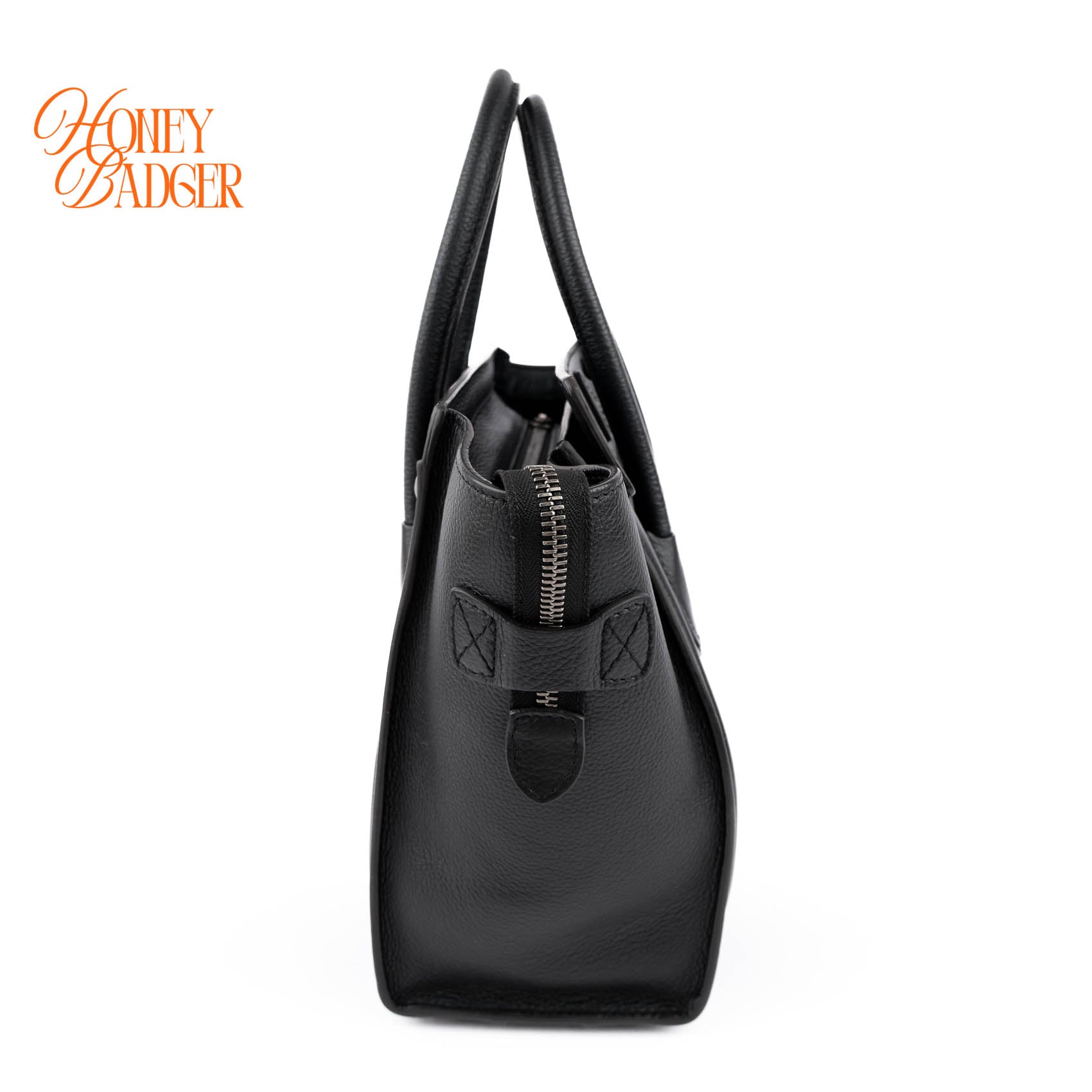 Celine Luggage Micro Tote Bag Black Grained Drummed Calfskin Silver Hardware 167793DRU