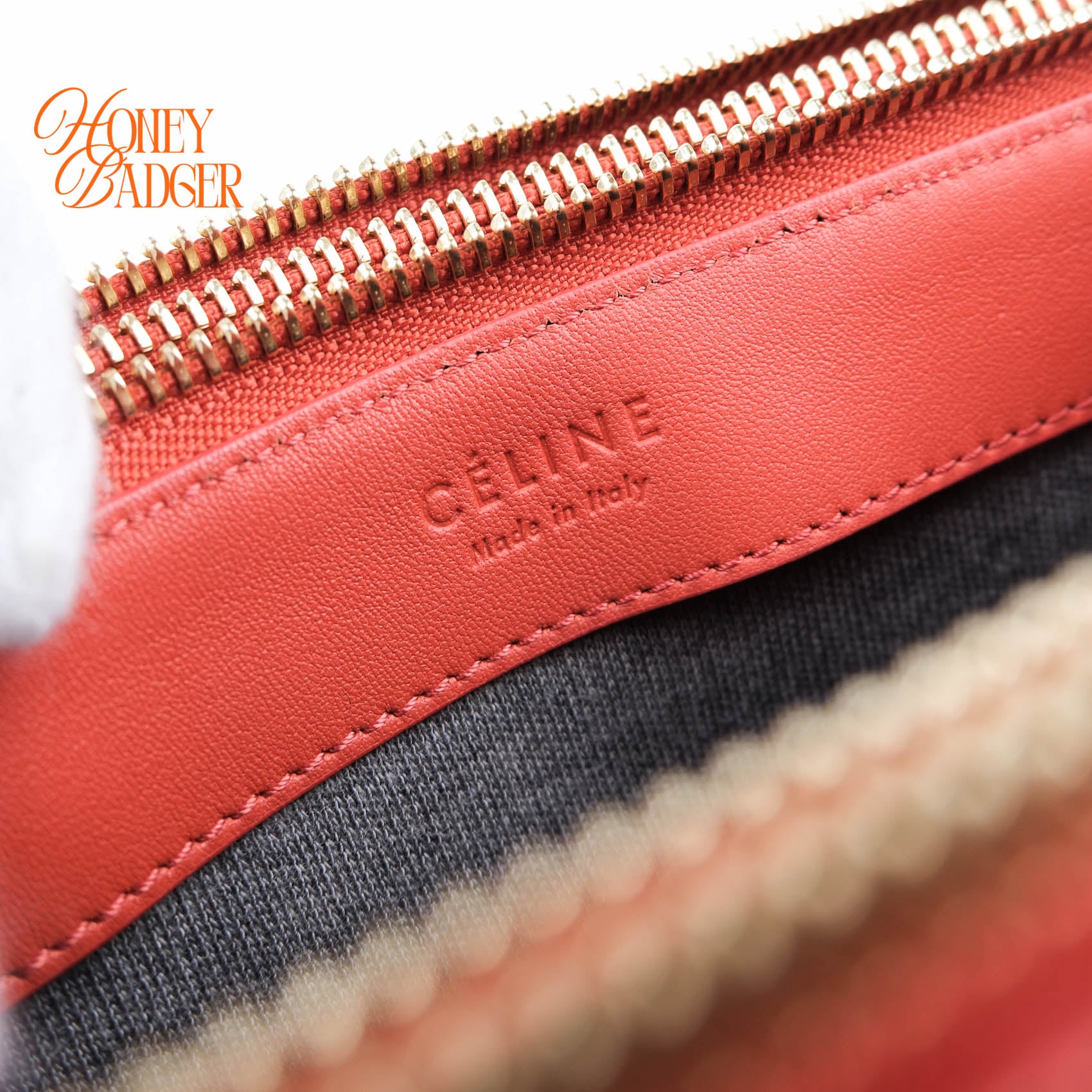 Celine Medium Trio 3-Pouches Crossbody Bag Orange Smooth Leather Gold Hardware