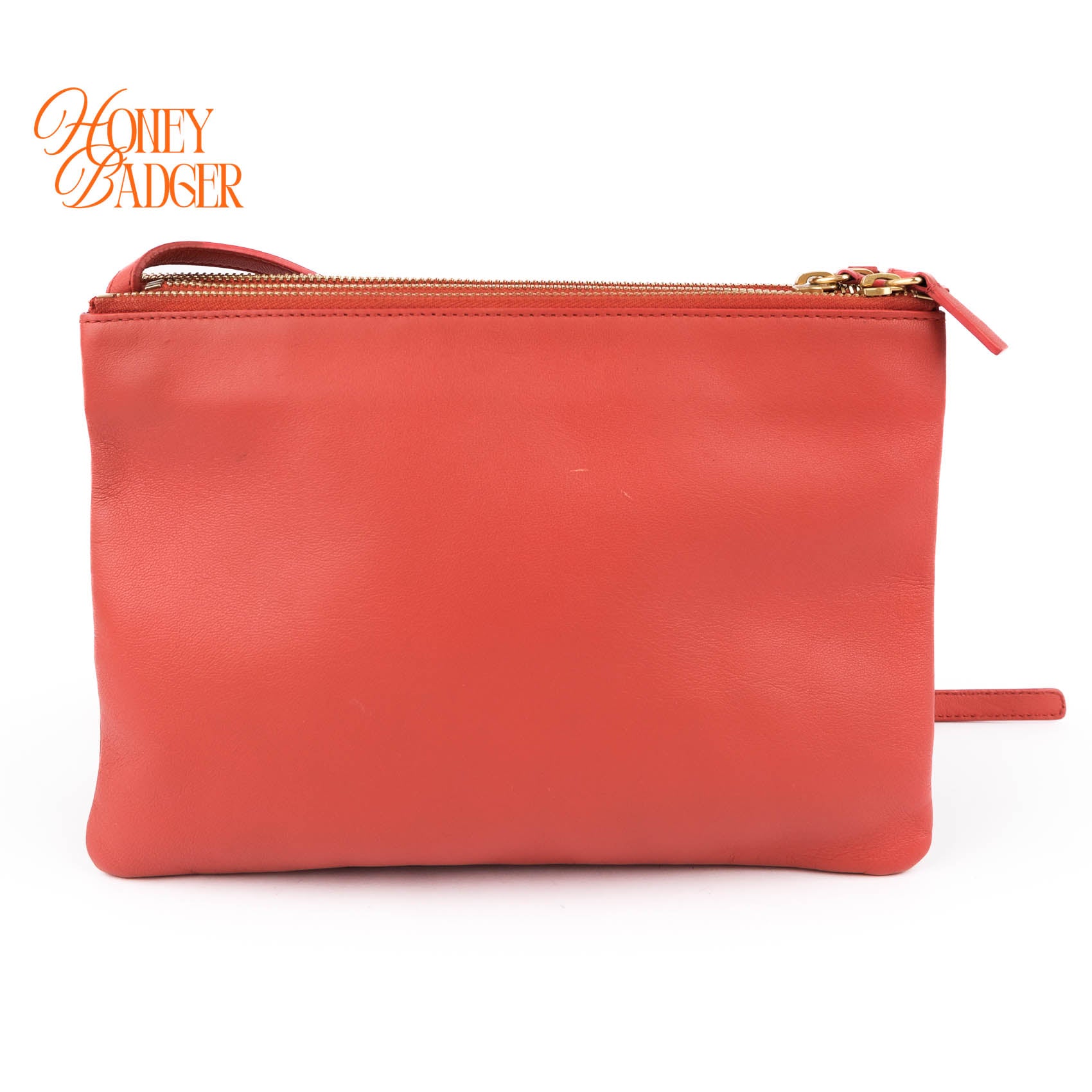 Celine Medium Trio 3-Pouches Crossbody Bag Orange Smooth Leather Gold Hardware