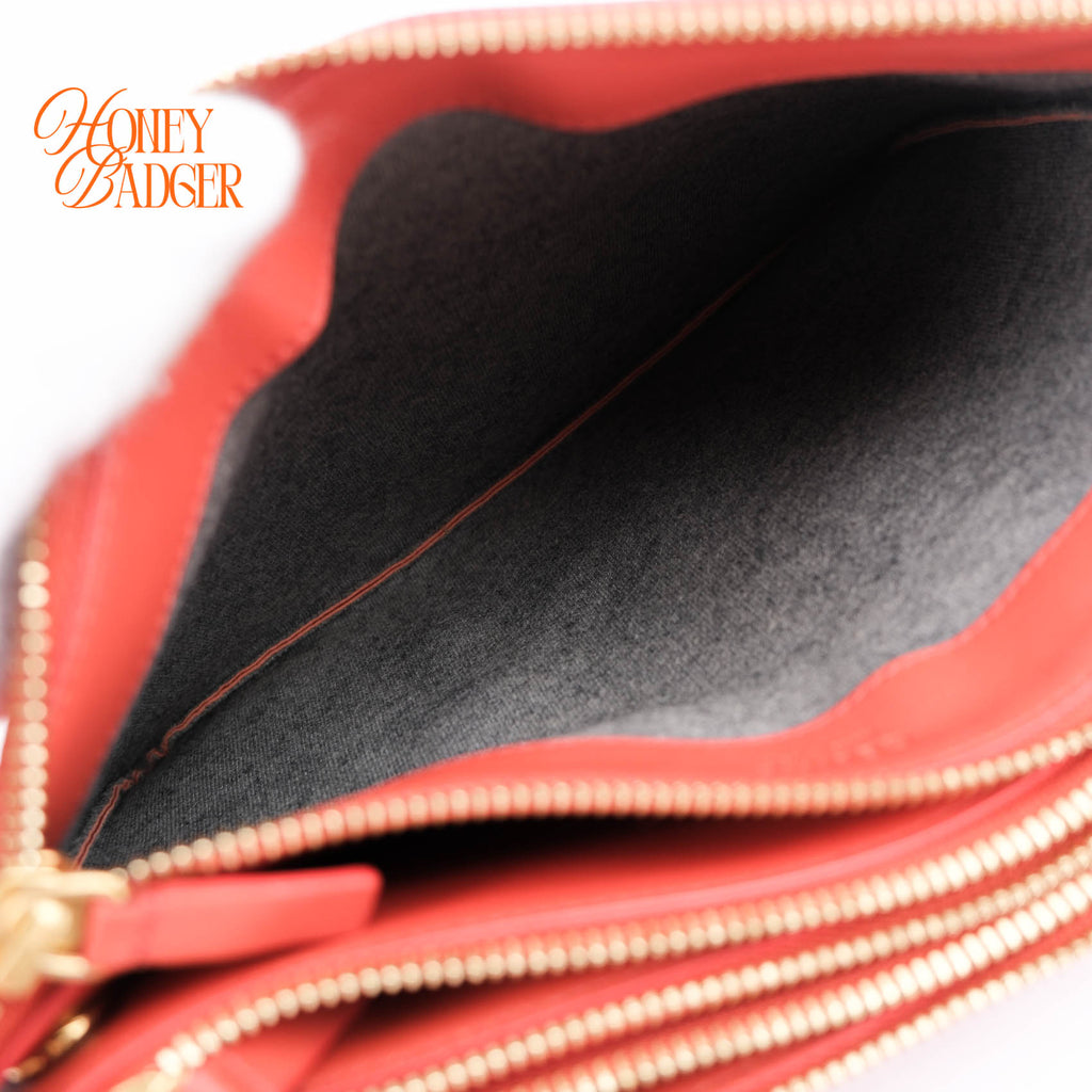 Celine Medium Trio 3-Pouches Crossbody Bag Orange Smooth Leather Gold Hardware