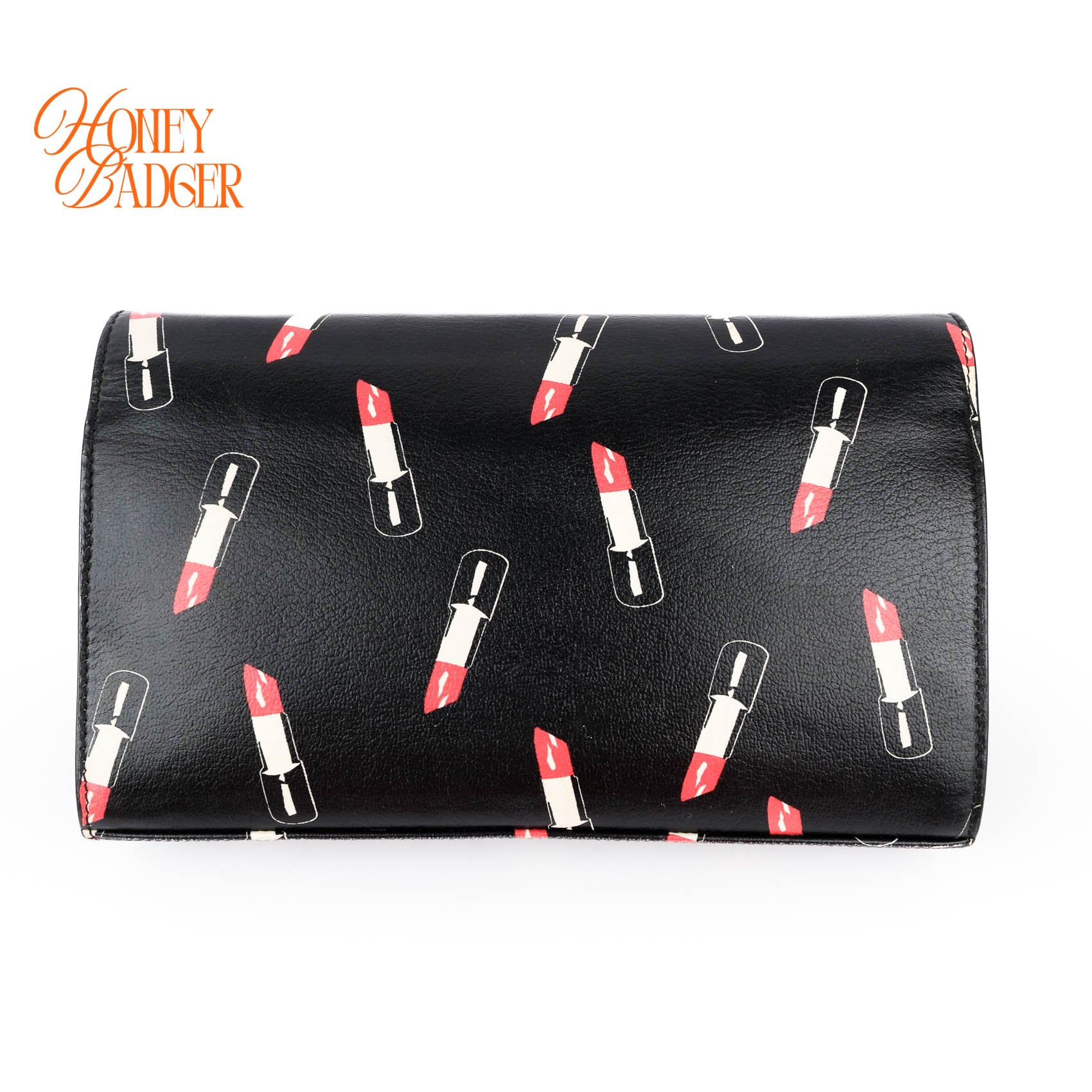 Saint Laurent Paris Kate Medium Chain Bag Black Lipstick-Print Smooth Leather Gold Hardware 364021