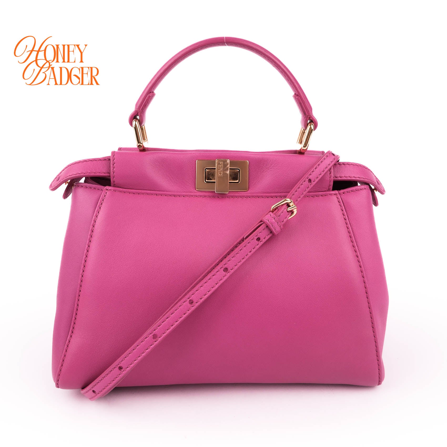 Fendi Peekaboo Mini Pink Nappa Leather Gold Hardware 8BN244 (RFID Built-in)