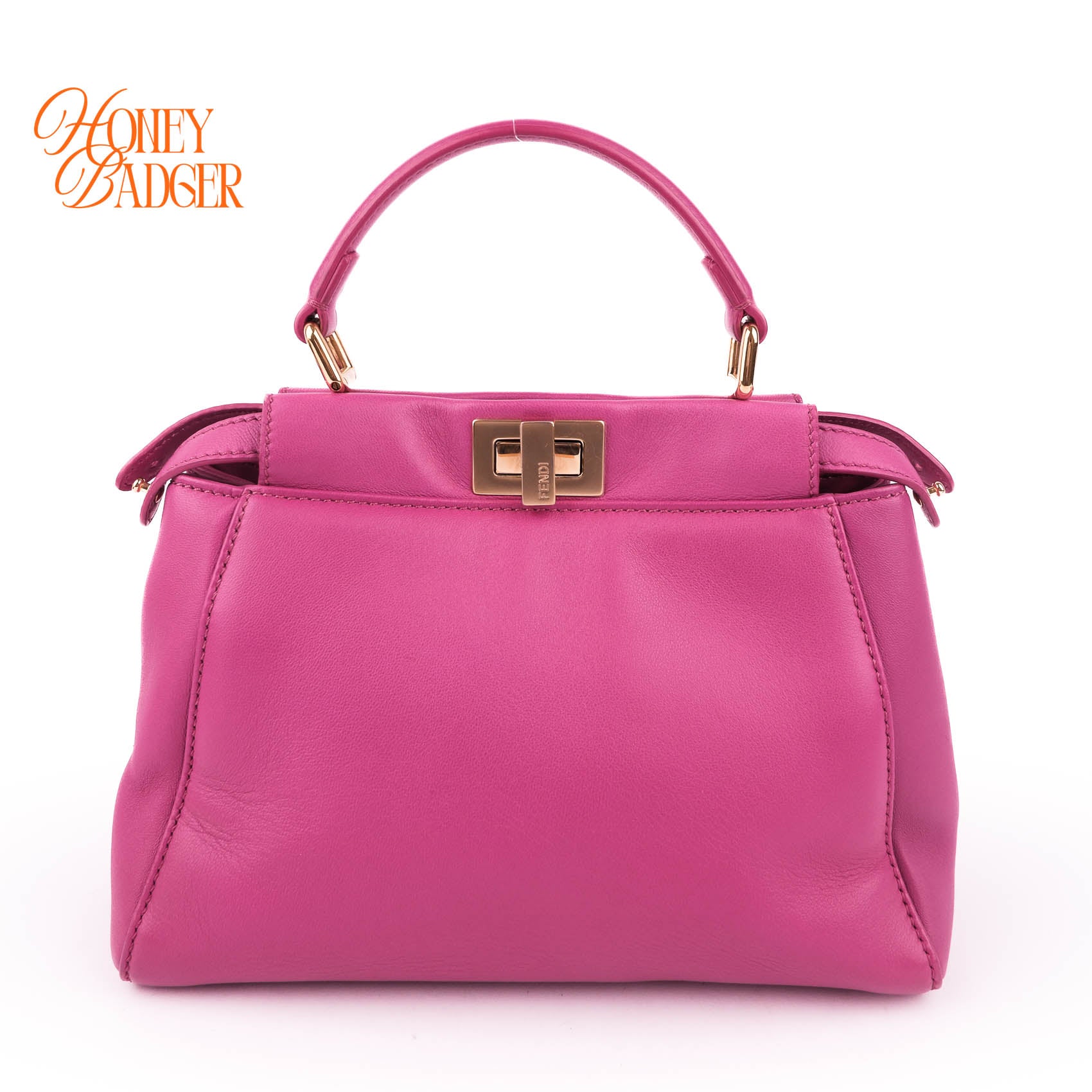 Fendi Peekaboo Mini Pink Nappa Leather Gold Hardware 8BN244 (RFID Built-in)
