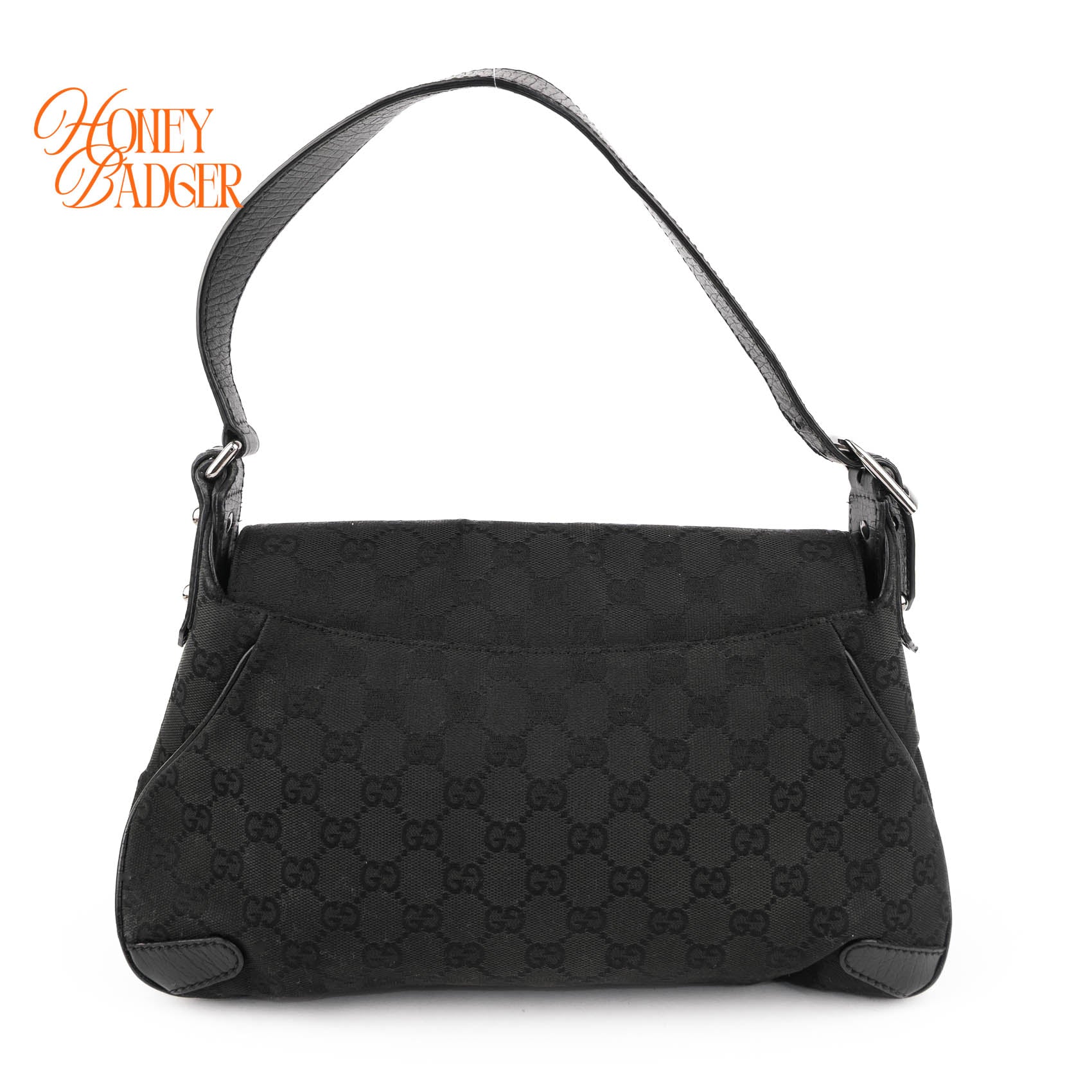 Gucci Tom Ford Era Horsebit Shoulder Bag Black GG Canvas Leather 114915