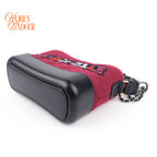 Chanel Gabrielle Small Hobo Bag Bordeaux Pink Tweed Graphic Patch Leather