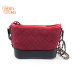 Chanel Gabrielle Small Hobo Bag Bordeaux Pink Tweed Graphic Patch Leather