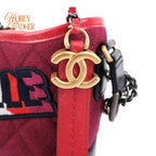 Chanel Gabrielle Small Hobo Bag Bordeaux Pink Tweed Graphic Patch Leather