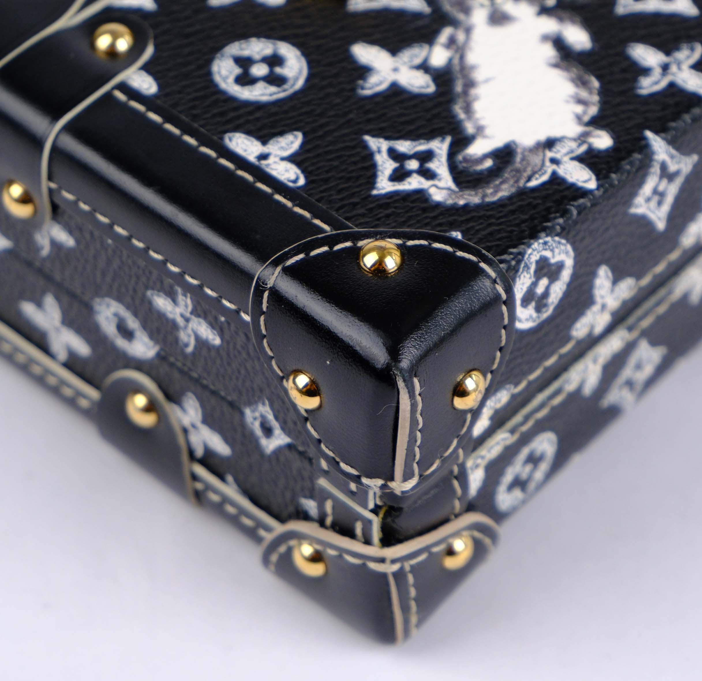 Louis Vuitton Black Catgram Transformed Monogram Petite Malle Trunk Bag - M44437 Rare Collector's Piece