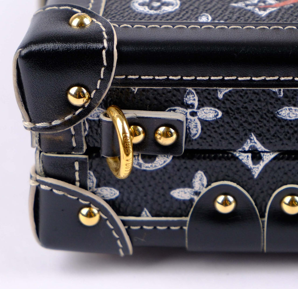 Louis Vuitton Black Catgram Transformed Monogram Petite Malle Trunk Bag - M44437 Rare Collector's Piece