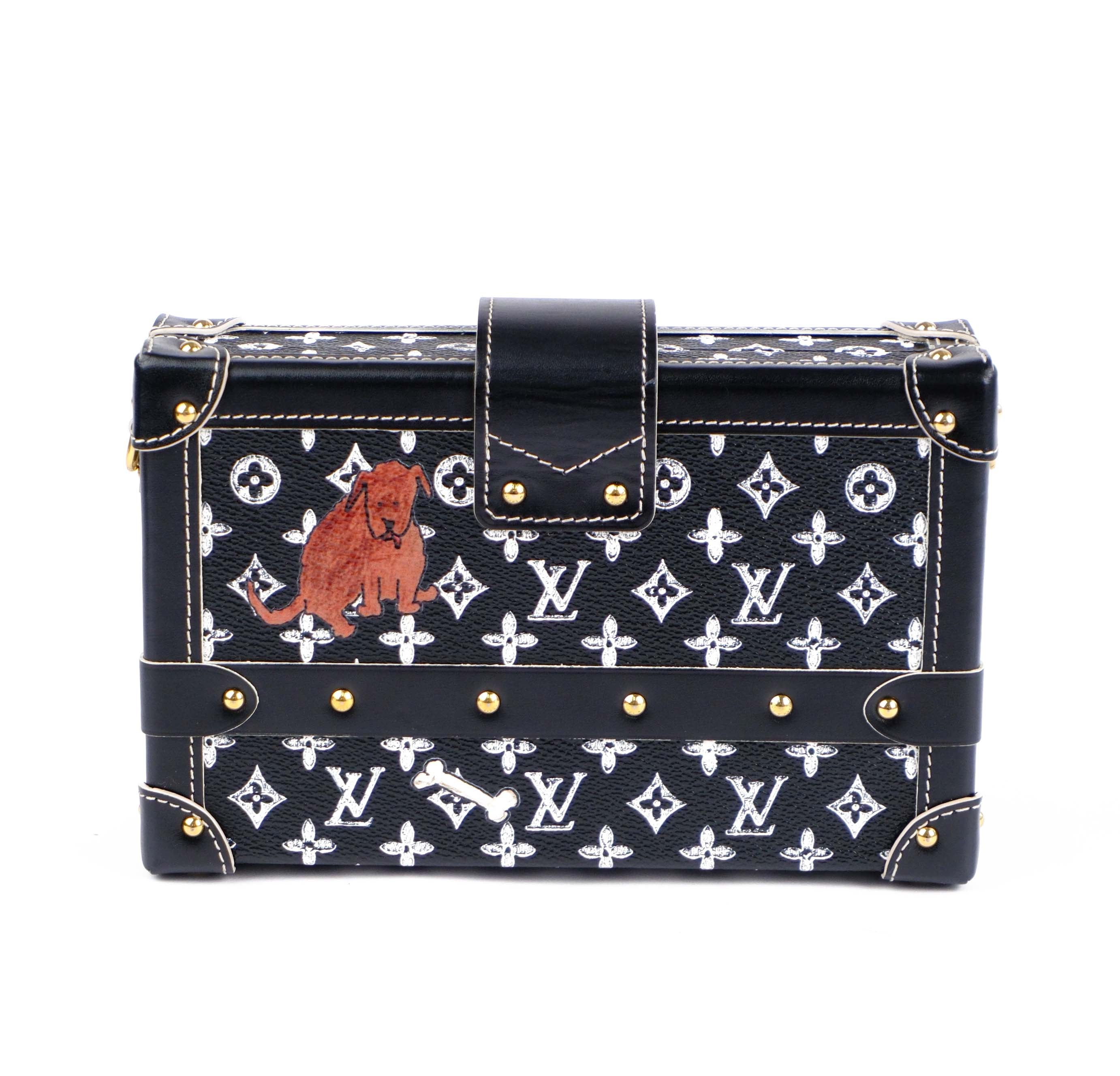 Louis Vuitton Black Catgram Transformed Monogram Petite Malle Trunk Bag - M44437 Rare Collector's Piece